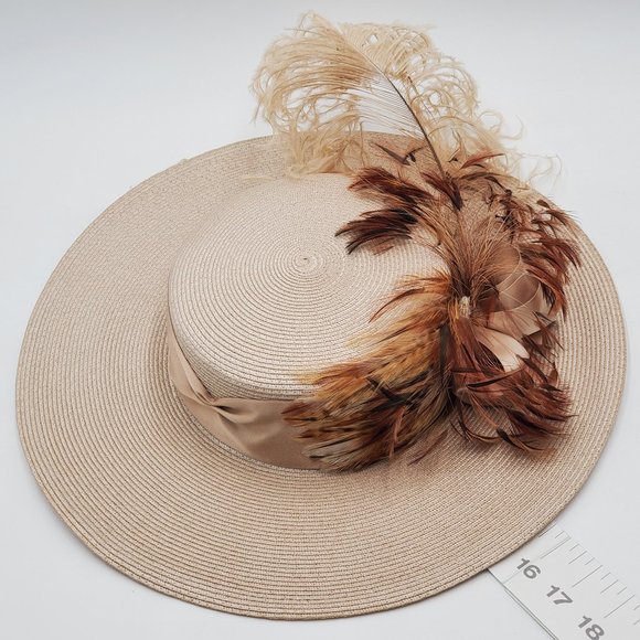 Fleur de Paris Boater\'s Straw Hat with Feathers main image 7